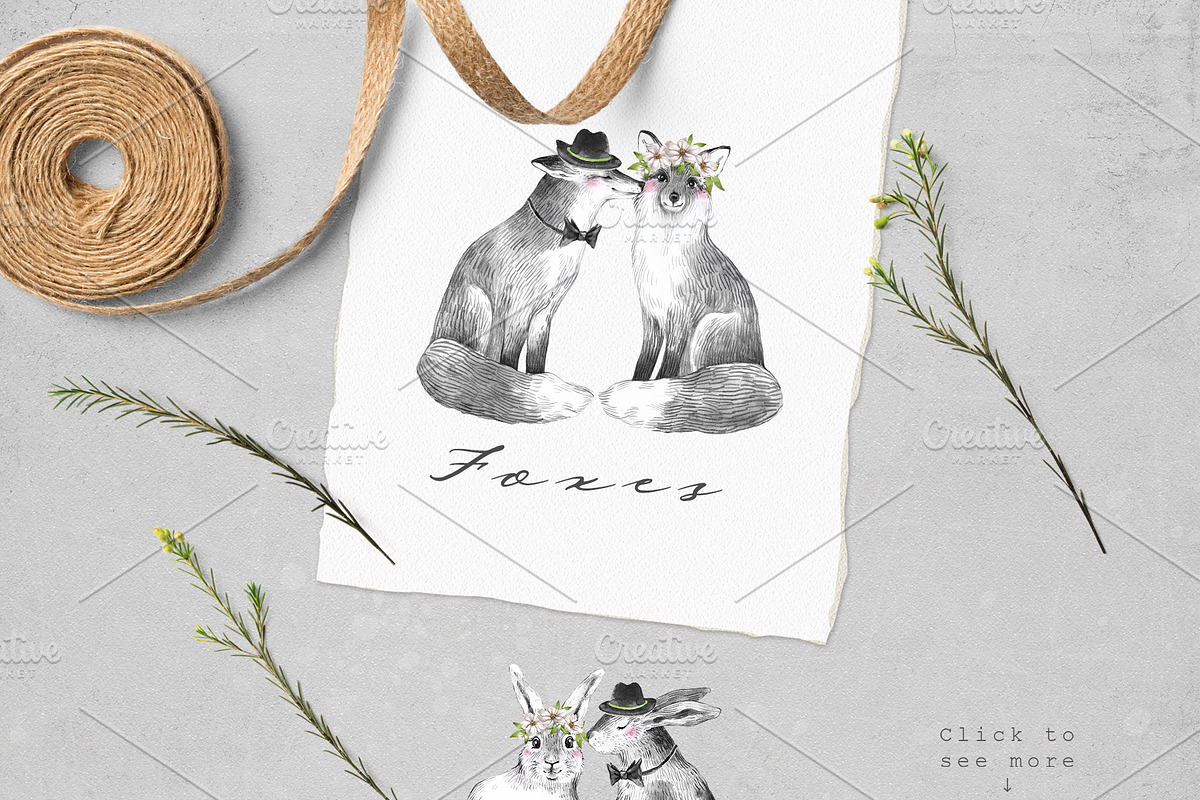 WOODLAND LOVE watercolor set, an Animal Illustration by Natali Smolova (Photo 3 of 10)