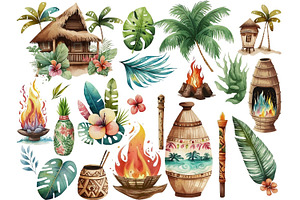 Tiki Tiki Hut Clipart Collection