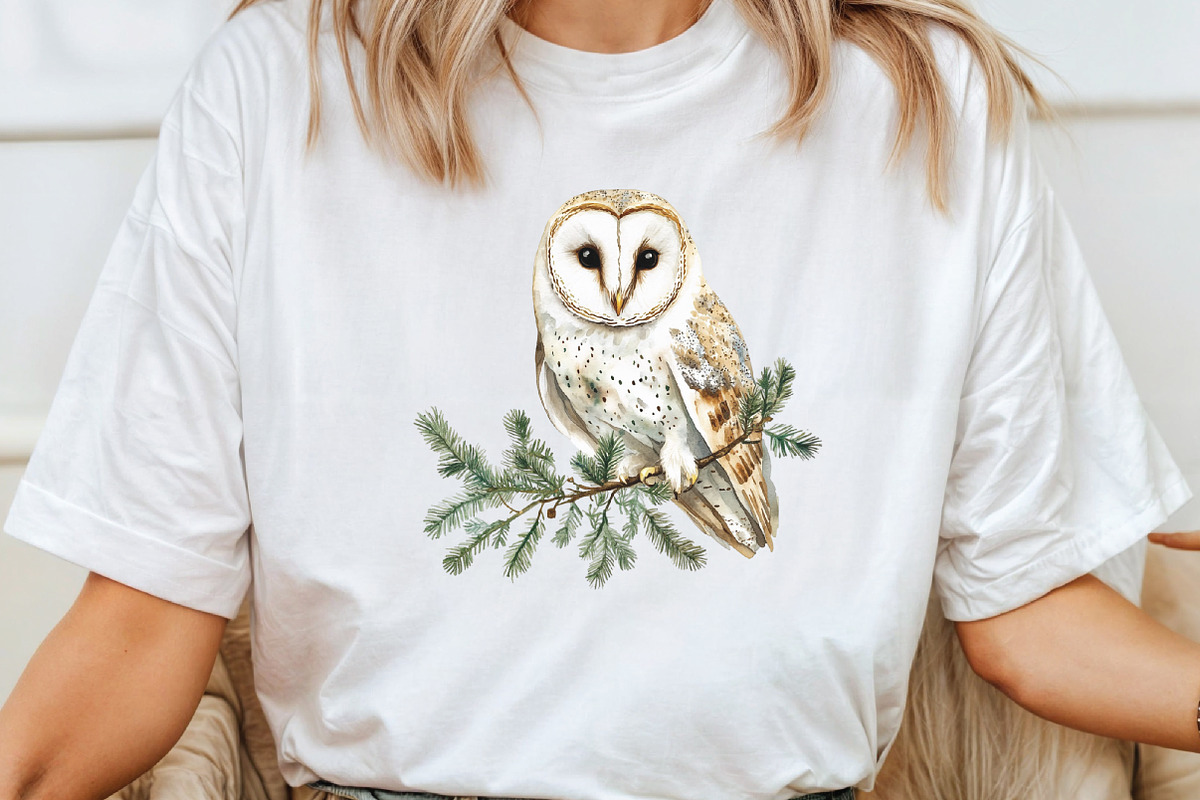 Christmas Barn Owl Clipart, an Illustration by CraftArtStudio (Photo 4 of 6)