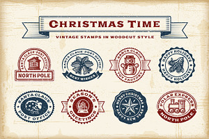 Vintage Christmas Stamps Set