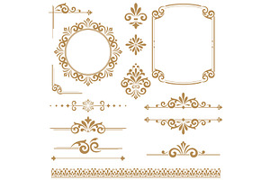 Vintage vector Set. Floral elements, a Decorative Illustration by RODINA