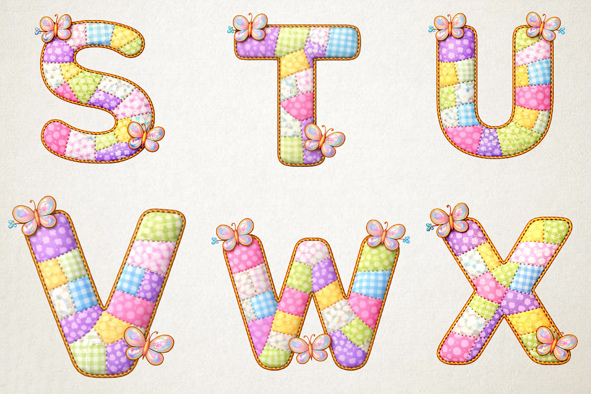 Easter Patchwork Alphabet PNG Bundle, an Illustration by RobertsArt (Photo 5 of 7)