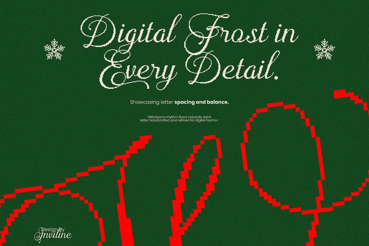 Glitchpen - Pixelated Swash Font, a Script Font by Inviline.co (Photo 12 of 13)