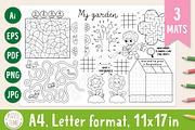 Garden coloring activity placemats, an Education Illustration by Lexi Claus (Thumbnail 1 of 6)