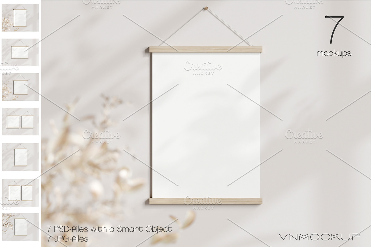 Poster Hanger Bundle - 7 Mockups, a Print Template by VNmockup (Photo 1 of 8)