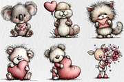 Whimsical Valentine Animal Clipart, a Seasonal Illustration by Rose Art (Thumbnail 3 of 7)