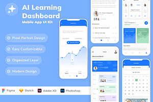 AI Learning Dashboard App UI Kit, an UI Kit Template by Betush