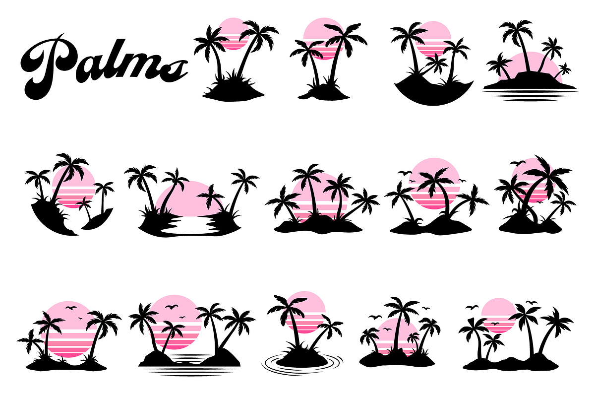 Palm tree silhouette. Exotic sunset., an Icon by Mark Skitsky