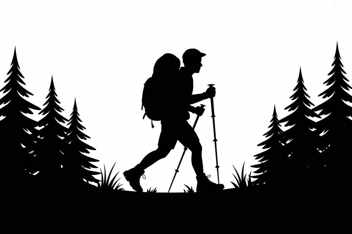 silhouette hiker climbing a mountain, an Illustration by Amazin_art (Photo 10 of 17)