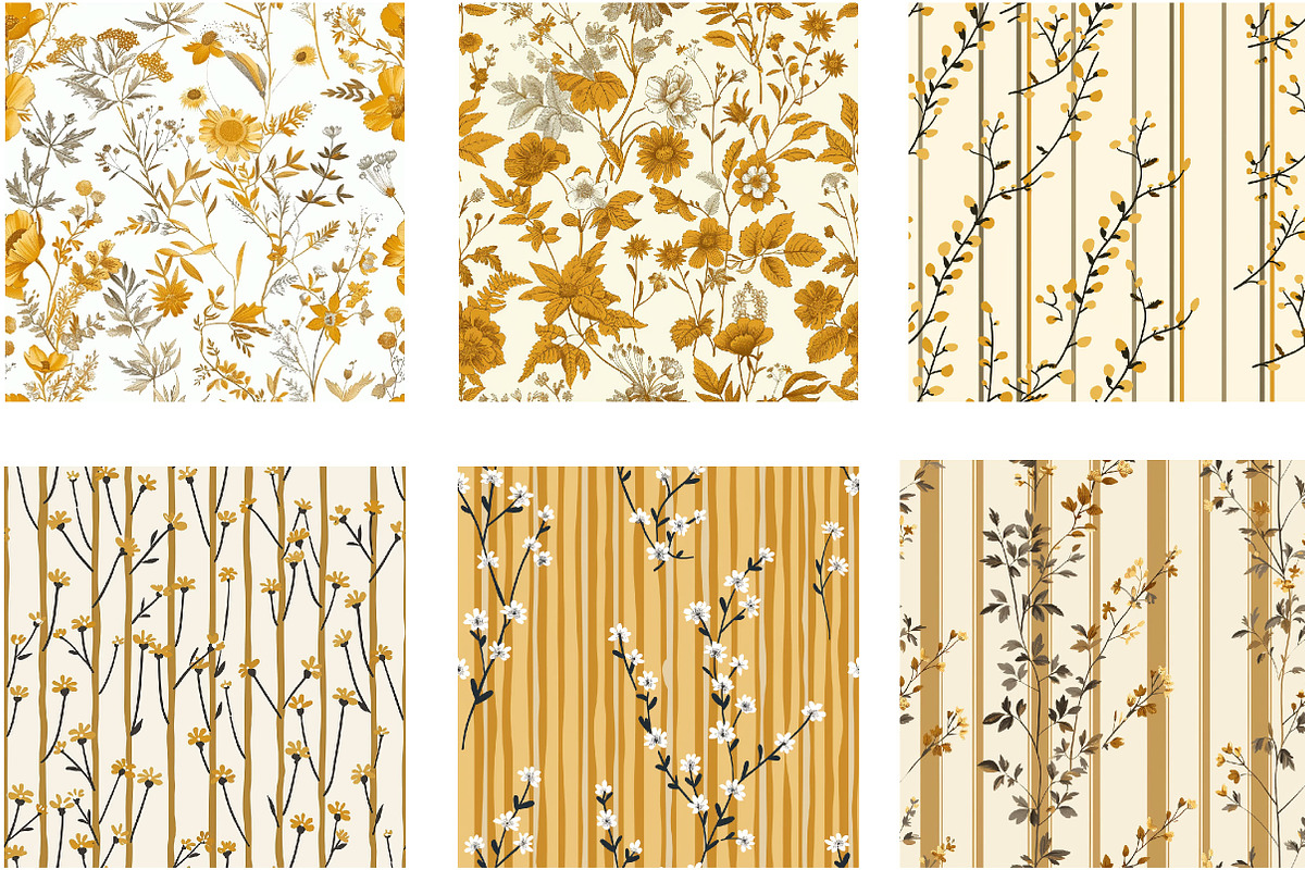 Mustard Toile Digital Paper, a Pattern Graphic by DreamCafeArt (Photo 7 of 7)