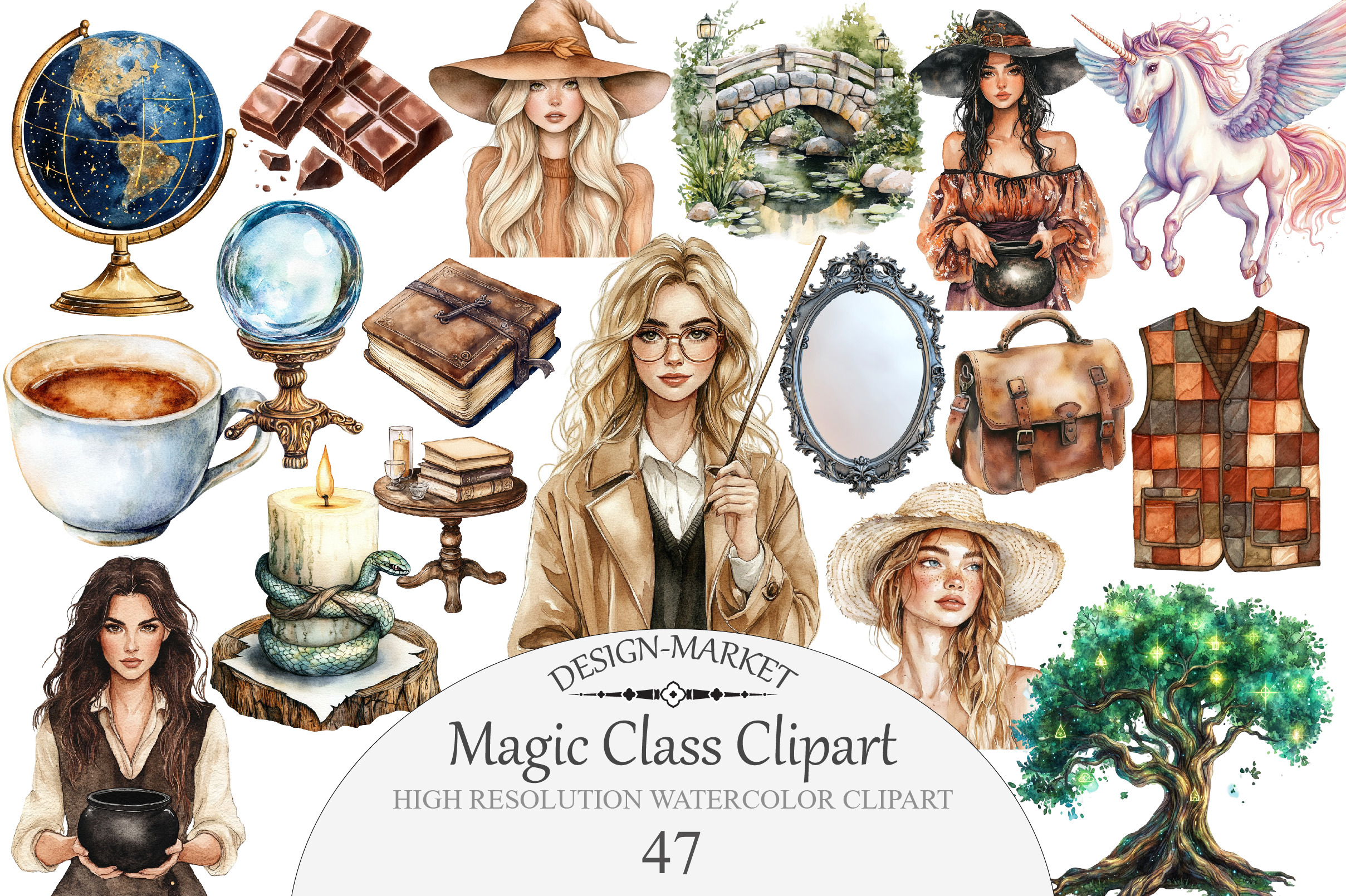 Watercolor Magic Class Clipart, an Illustration by DesignGet