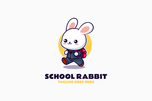 School Rabbit Mascot Cartoon Logo, a Branding & Logo Template by Artnivora.Std