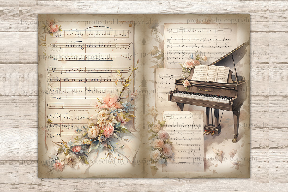 Music Vintage Sheet | Junk Journal, an Object Illustration by GlamArtZhanna (Photo 7 of 9)