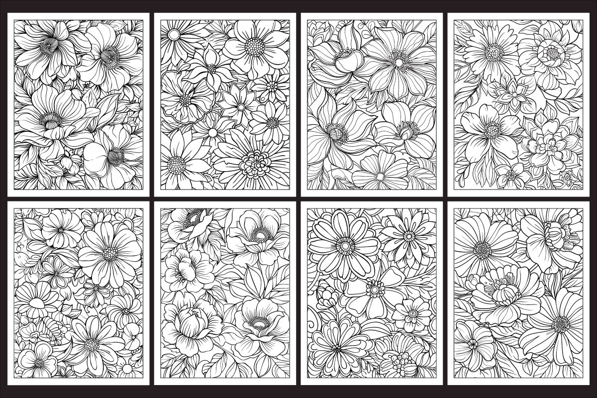 Stress Relief Flowers Coloring Pages, an Illustration by protabsorkar11 (Photo 4 of 8)