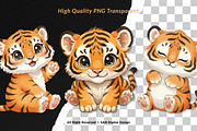 15 Bundle Watercolor Baby Tiger Wild, an Animal Illustration by Morspective (Thumbnail 2 of 8)