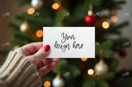Blank Card in Woman's Hand Mockup