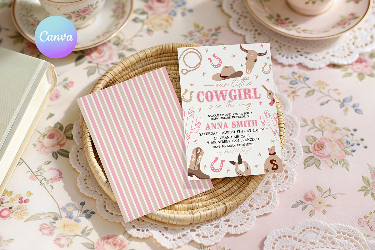 Cowgirl Invitation and Phone Invite, a Templates & Theme by VeliusCreativeStudio (Photo 1 of 5)