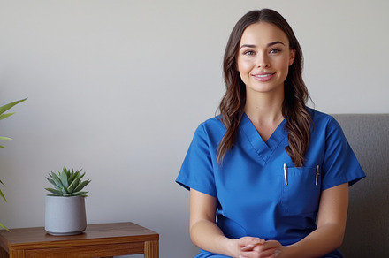 Medic in blue scrubs, a Photo by Beautiful things