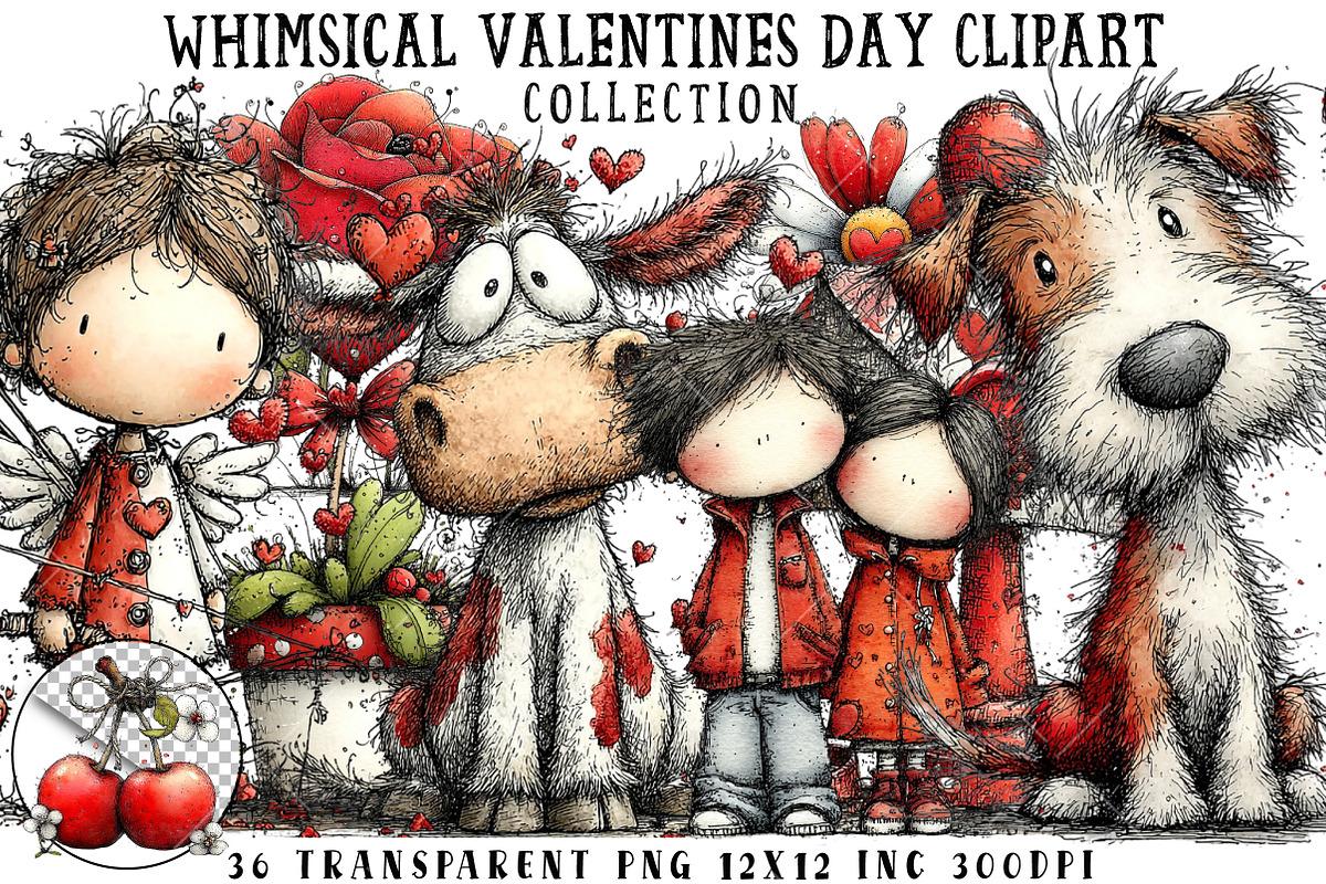 Whimsical Valentines Day Clipart, an Illustration by OK Design (Photo 1 of 6)