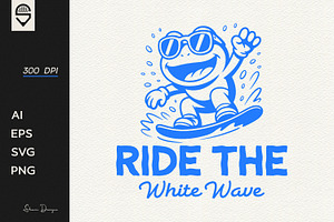 Surfing frog, ride the white wave, a Graphic by shaondesigns