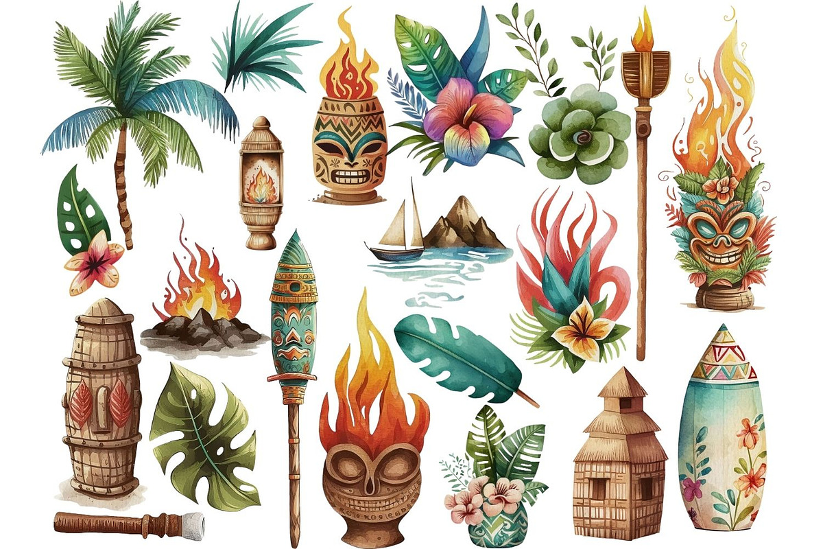 Tiki Tiki Hut Clipart Collection, a Graphic by JBArt Clipart