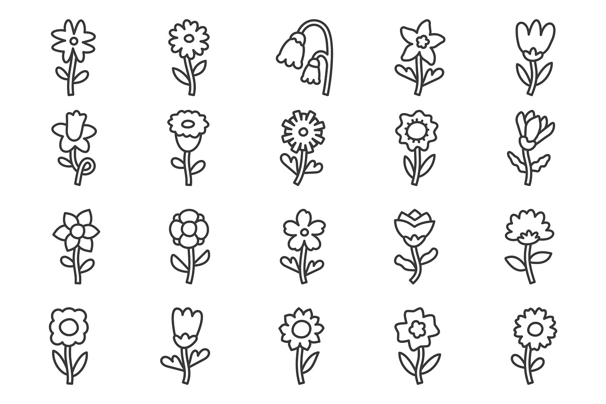 Flowers Outline Icon Pack, an Outline Icon by Tekuni (Photo 8 of 12)