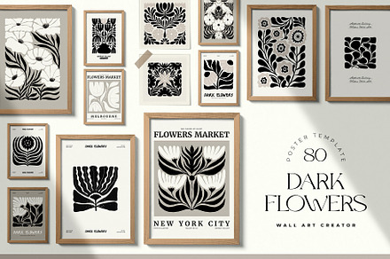 Dark Flowers | Wall Art Creator, an Object Graphic by Leleka.Store