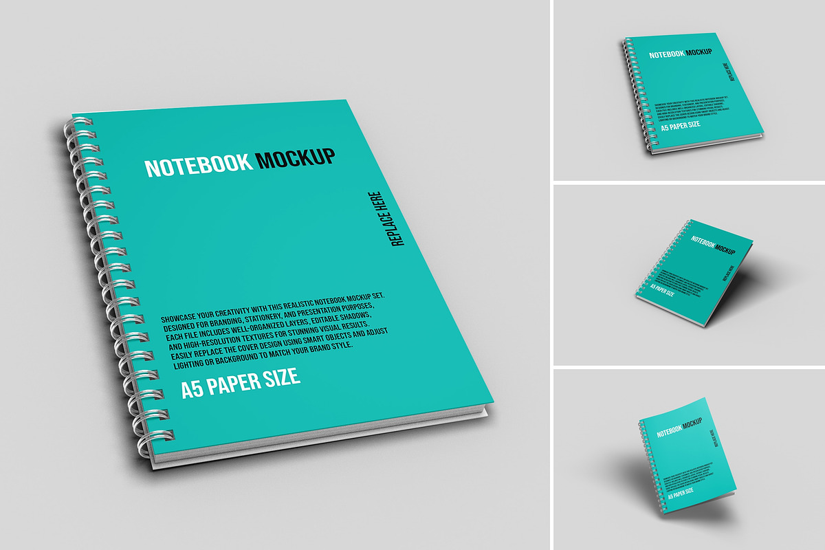 3 Notebook Mockup Sets, a Books & Magazine Mockup by LOGTURNAL (Photo 1 of 4)