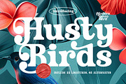 Husty Birds Modern Retro Serif, a Serif Font by timelesstype.co (Thumbnail 1 of 20)