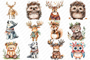 Watercolor Boho Woodland Animal Clip, an Illustration by Watercolor design (Thumbnail 2 of 12)