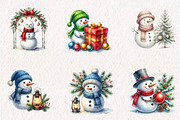 Watercolor Snowman Collection, a Seasonal Illustration by CreationArt (Thumbnail 3 of 7)