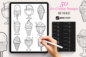 50 Ice Cream Procreate Stamps Brush