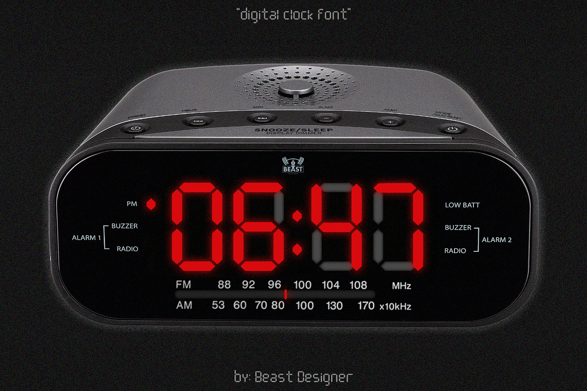 Digital Clock, a Font by Beast Designer (Photo 1 of 3)