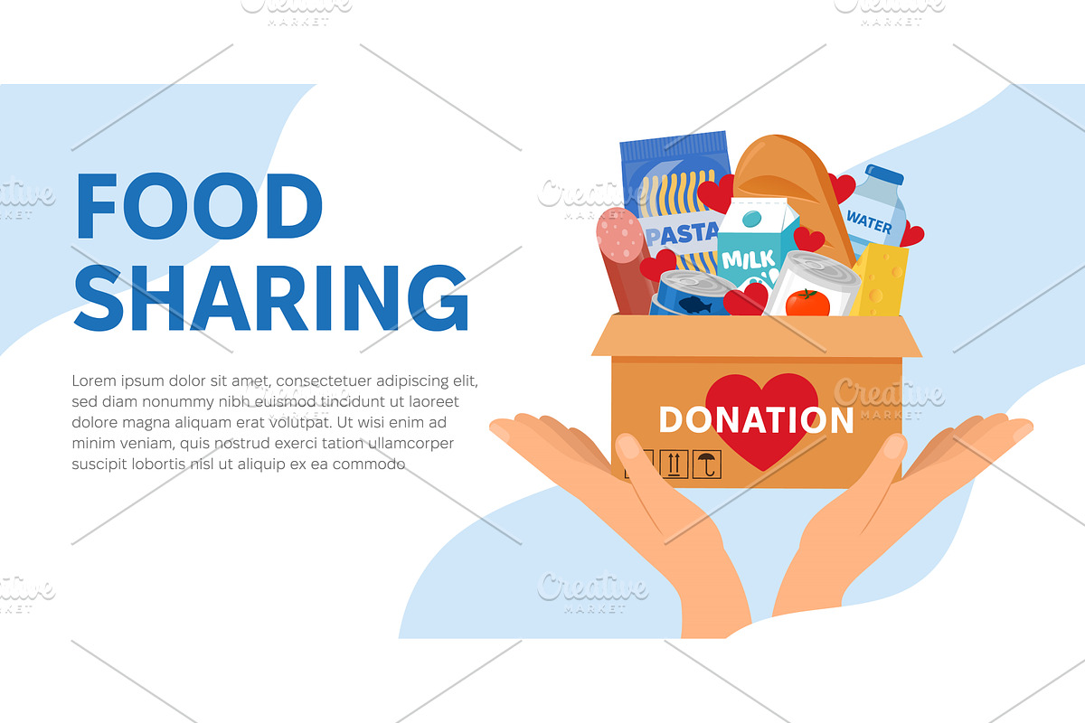 Cartoon human hands holding donation, a Food Illustration by JeanBet