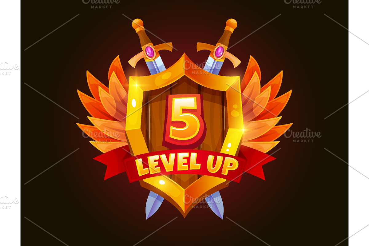 Game level up badge. Winner trophy, an Object Illustration by Stock-Smart-Start (Photo 1 of 3)