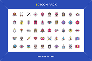 50 Superhero icons, an Outline Icon by Wencory