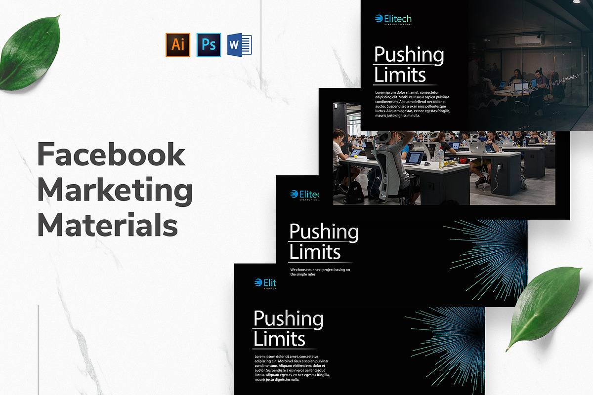 Tech Startup Facebook Materials, a Social Media Template by TemplatesNow! (Photo 1 of 7)