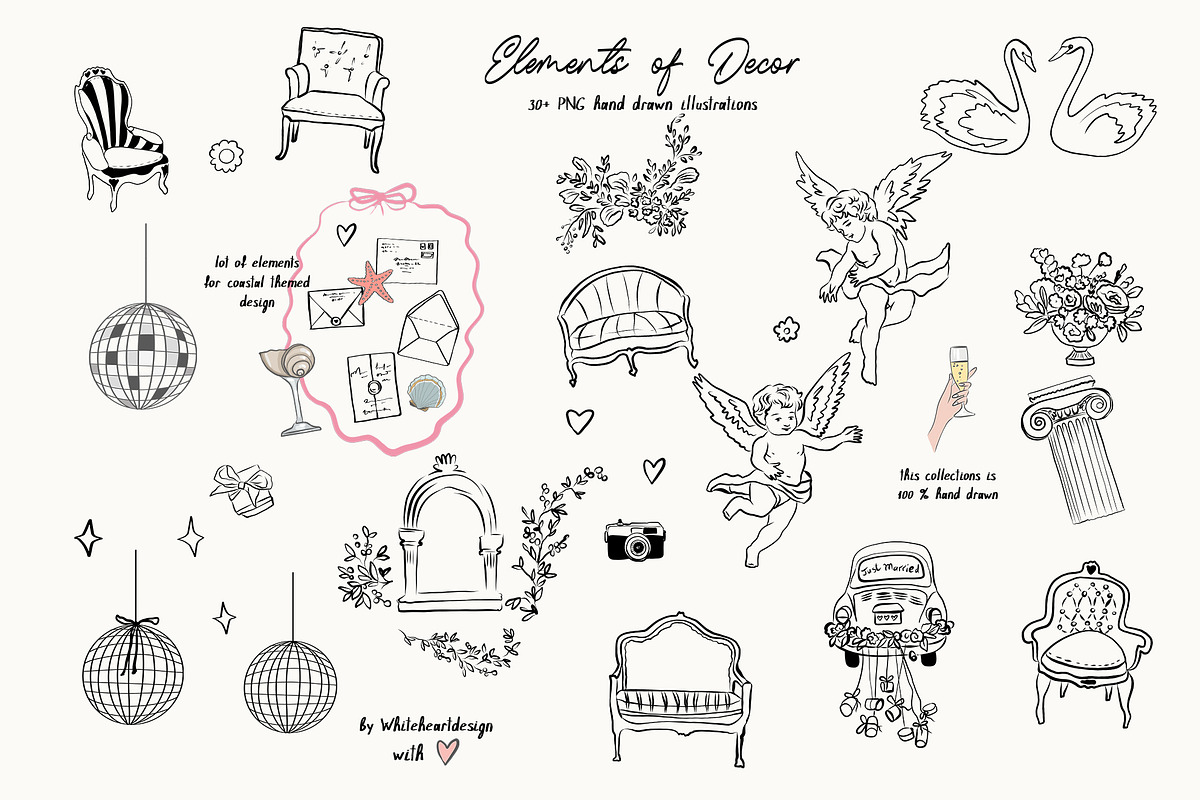 Hand Drawn Wedding Illustrations 300, an Object Graphic by whiteheartdesign (Photo 12 of 24)