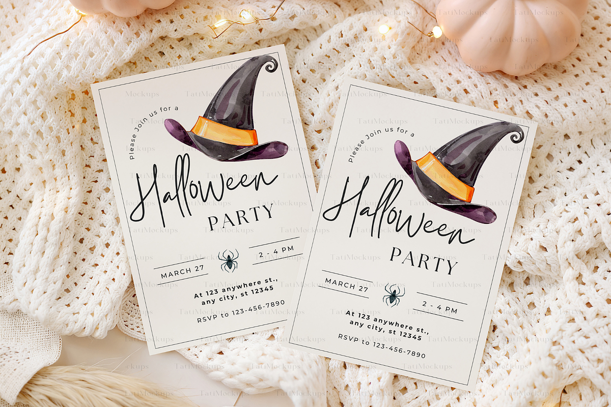 Fall Wedding Invitation Mockup, an Advertising Mockup by TatiMockup (Photo 3 of 4)