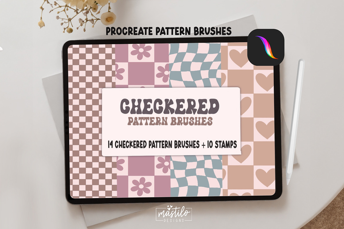Checkered Procreate Brushes & Stamps, a Brush Add-On by Mastilo Designs (Photo 1 of 7)