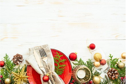 Christmas table setting with plate, a Food & Drink Photo by Nadia-nb