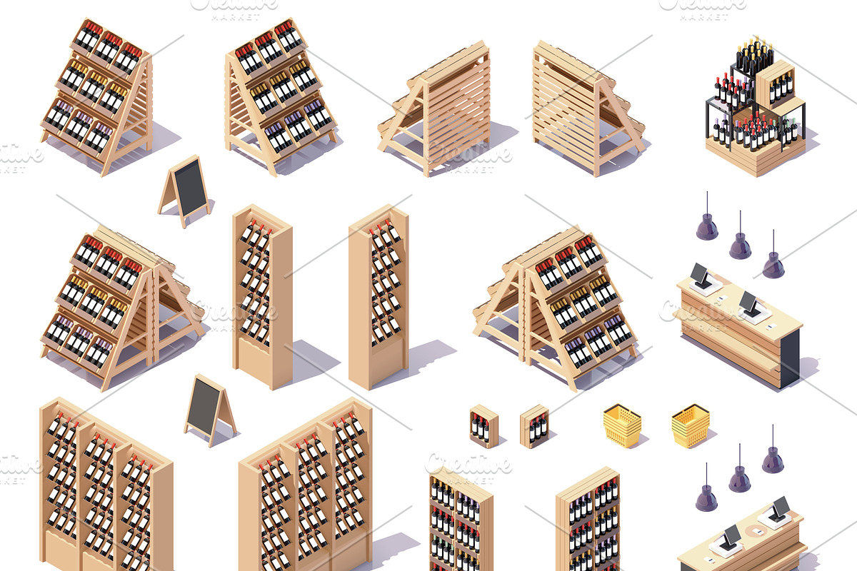 Vector isometric grocery equipment, a Food Illustration by tele52 (Photo 11 of 11)