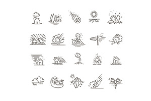 Natural Disaster icons, an Object Illustration by Tettygreen