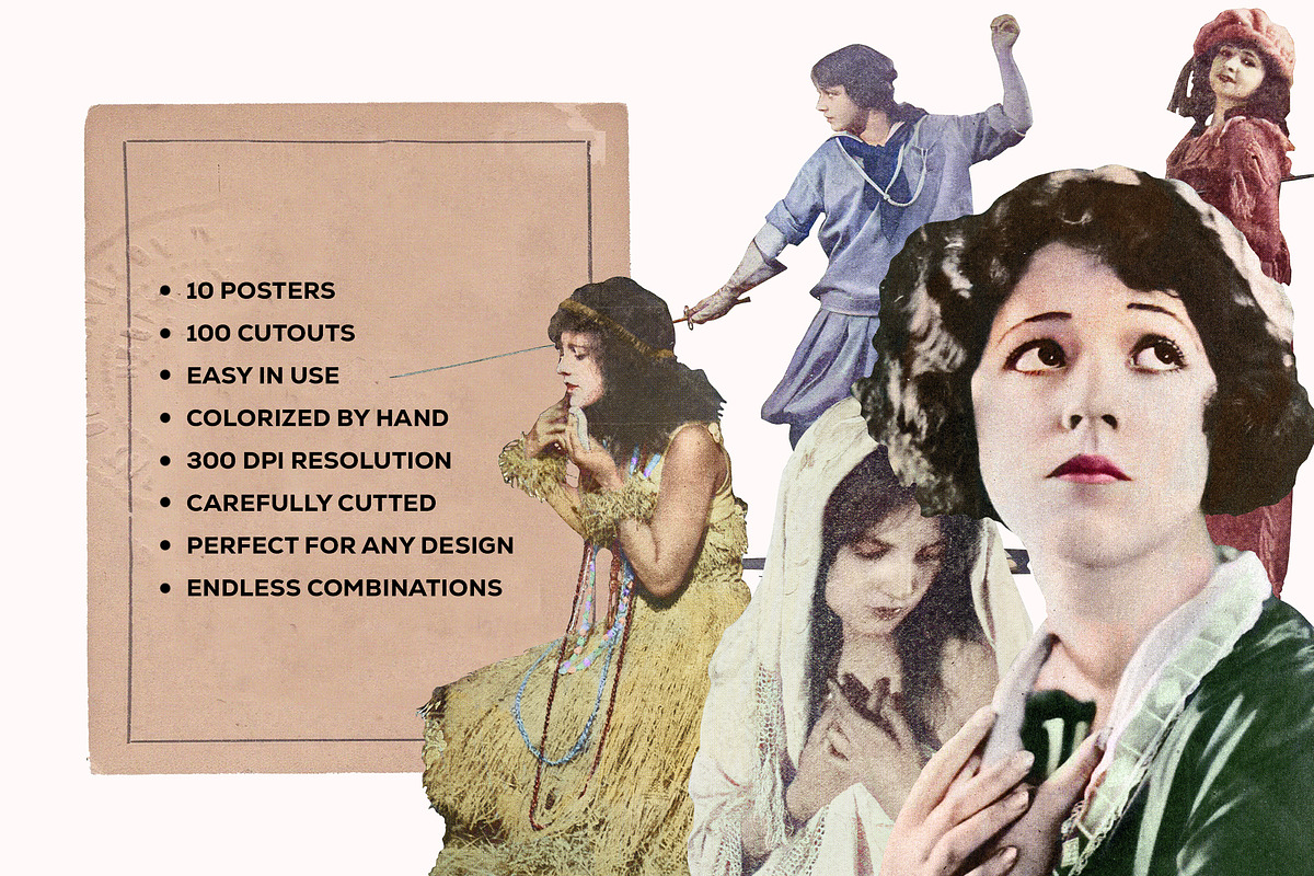 Colorized 1920s Vintage Collage Set, an Object Graphic by Kaleriia (Photo 2 of 10)
