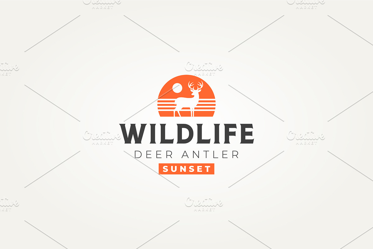 wildlife deer buck stag sunset logo, a Branding & Logo Template by Blazybone