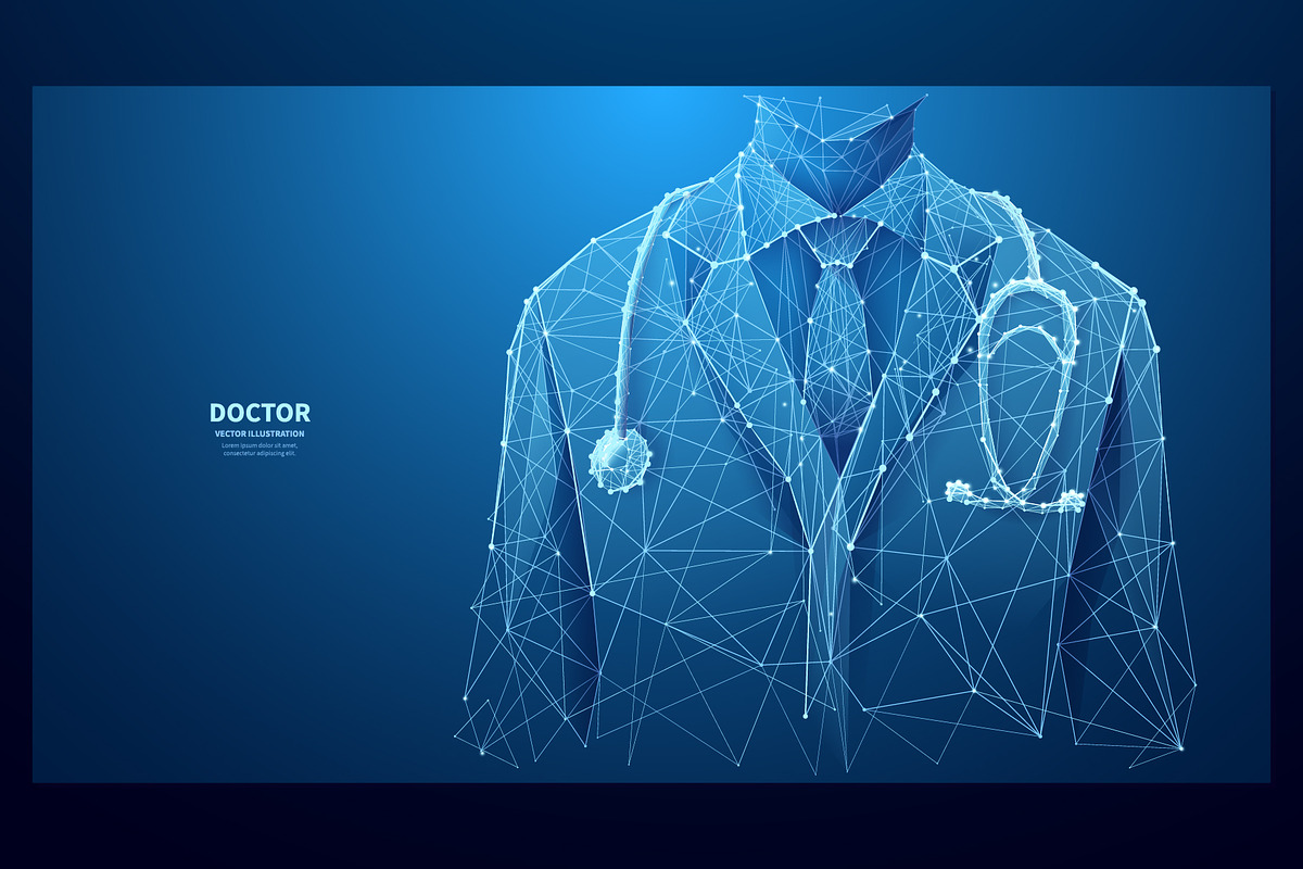 Closeup doctor on blue background, an Education Illustration by ANTON KHRUPIN ART (Photo 1 of 2)