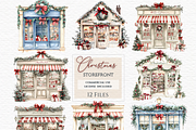 Christmas market storefront clipart, a Seasonal Illustration by Invite to Clipart (Thumbnail 1 of 8)