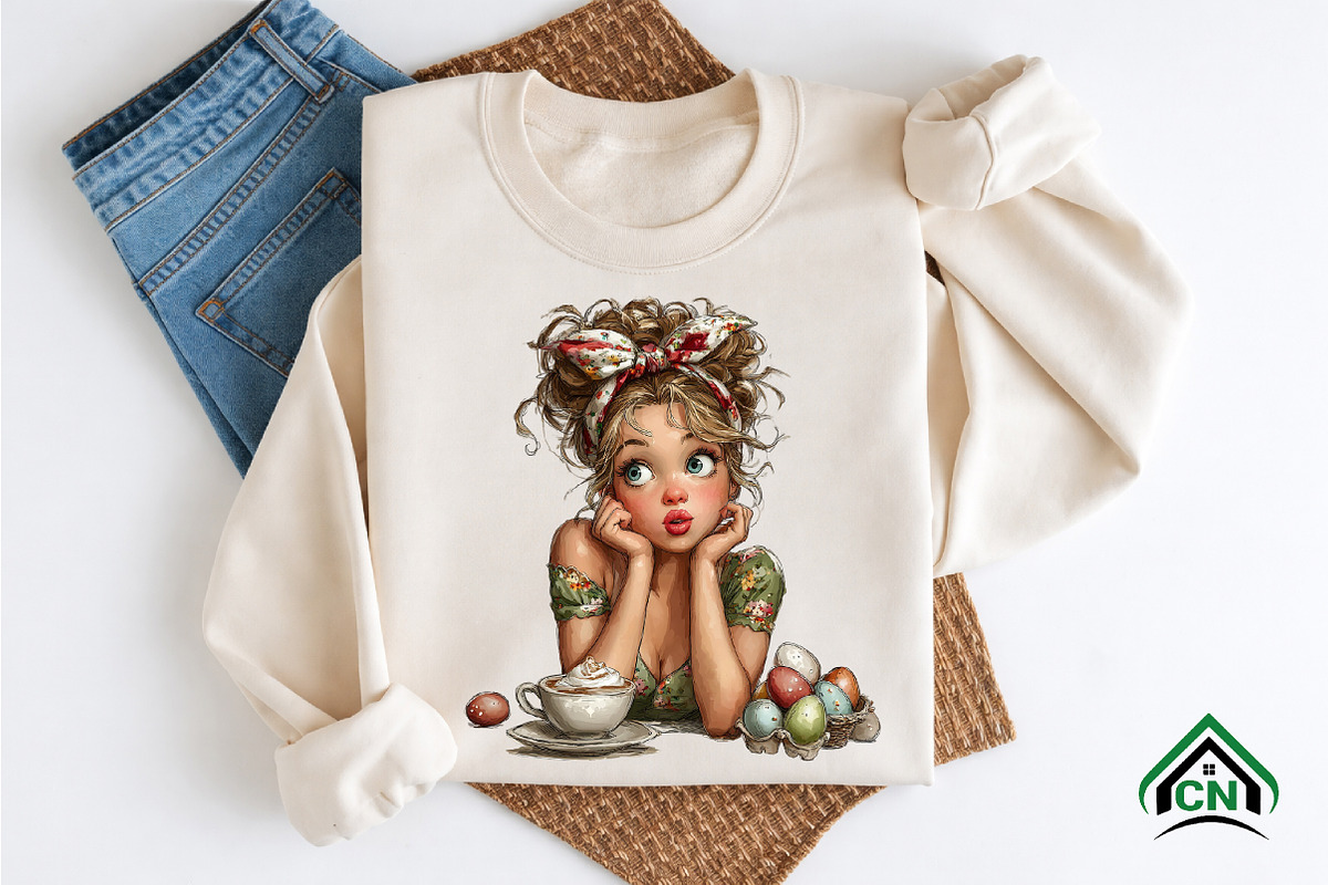 Whimsical Easter Coffee Girl Clipart, an Illustration by Craft Nest (Photo 9 of 12)