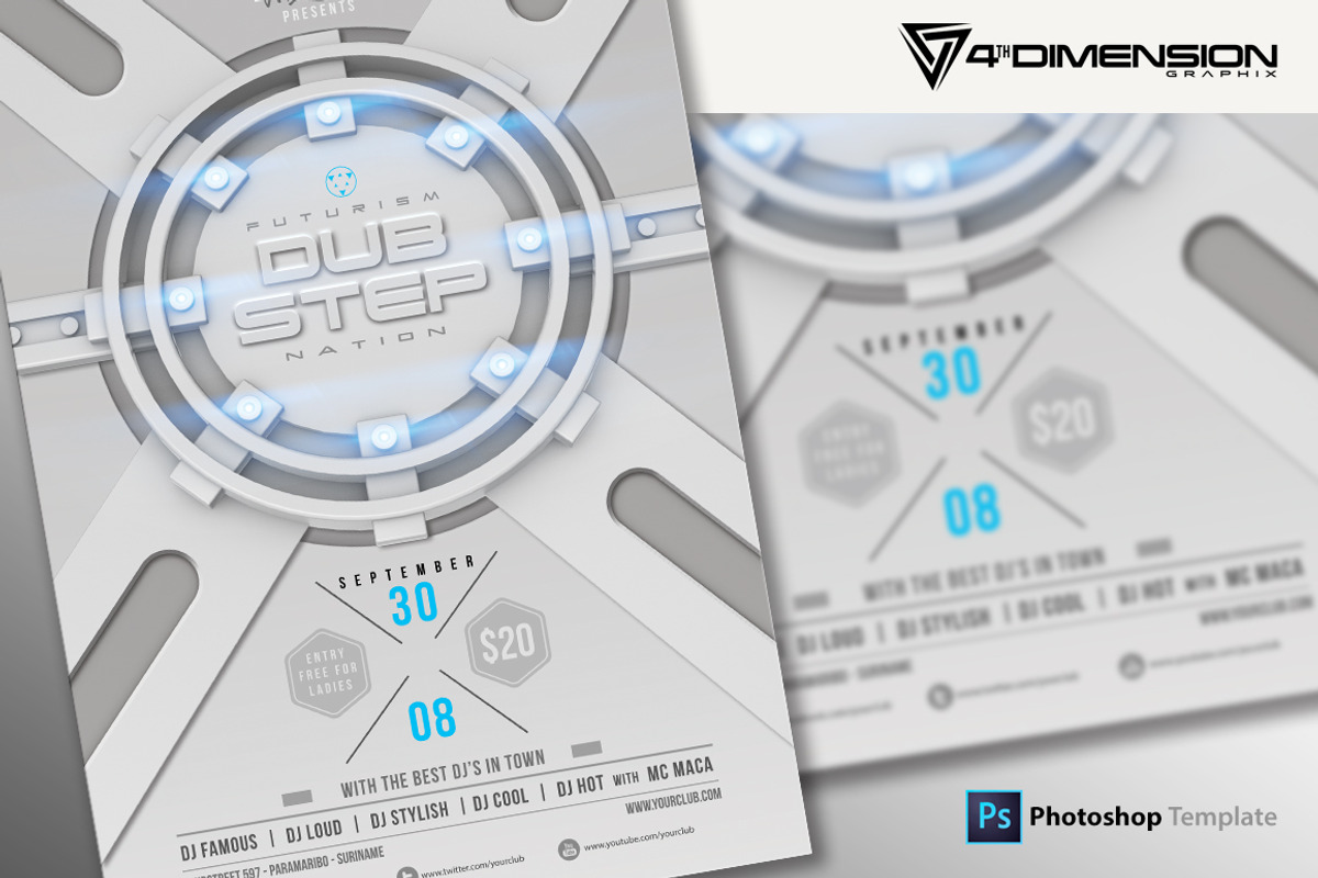 Futurism Dupstep A4 flyer Template, a Flyer Template by Ravi Rajcoomar (Photo 2 of 3)