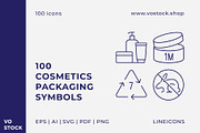 100 Cosmetics Packaging Icons, an Outline Icon by vo.stock (Thumbnail 1 of 5)
